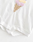 - Ice Cream Embroidered Baby Romper – 100% Cotton Bodysuit Baby Stork