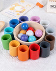 - Montessori Wooden Balls in Cups Sorter - Rainbow Colour Sorting Game Baby Stork Baby & Kids > Toys
