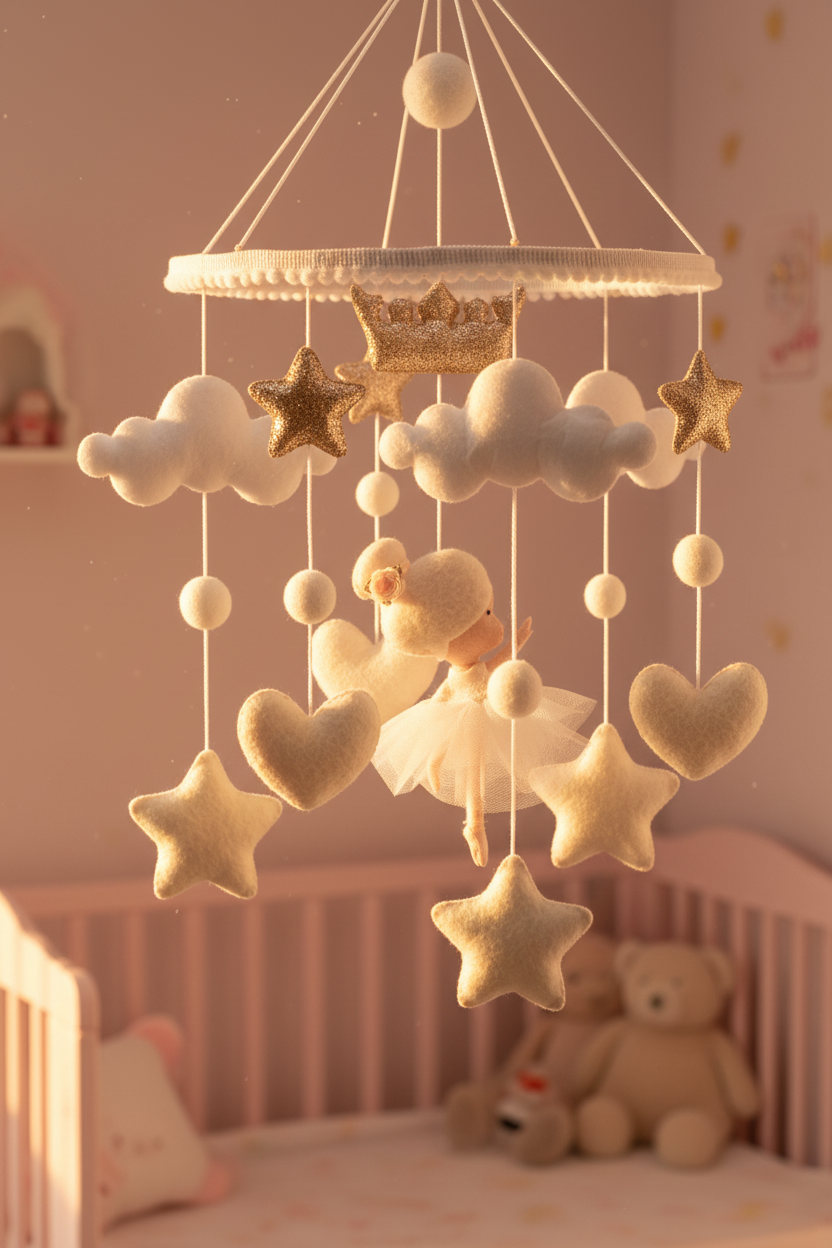 Ballerina Baby Mobile | Handmade Felt Ballerina Nursery Mobile for Baby Girls