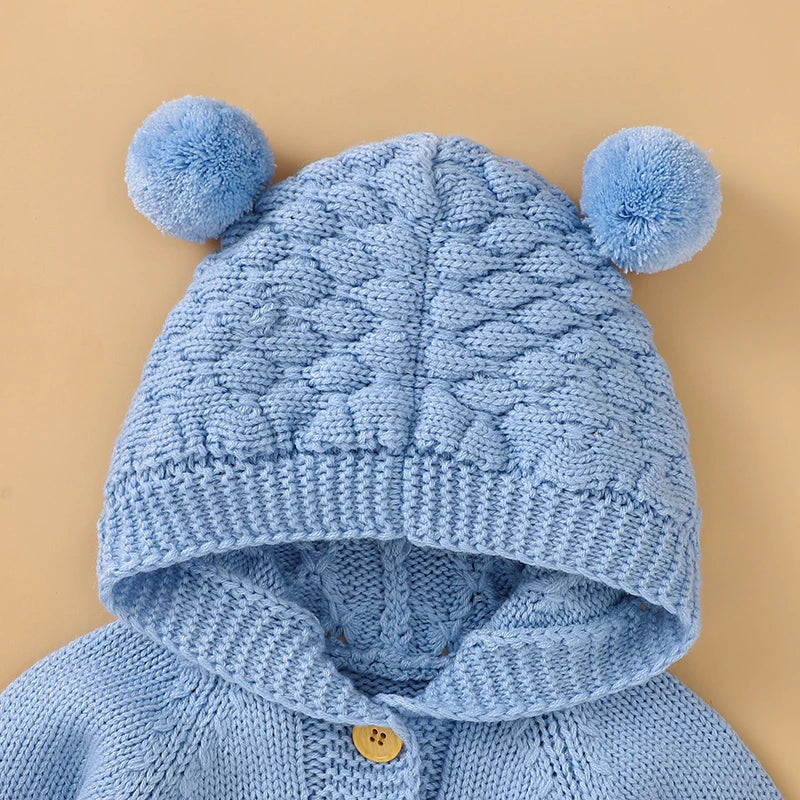 - Baby Bear Hooded Knit Jumpsuit Baby Stork