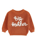 Orange - Big Brother Embroidered Knit Sweater Baby Stork