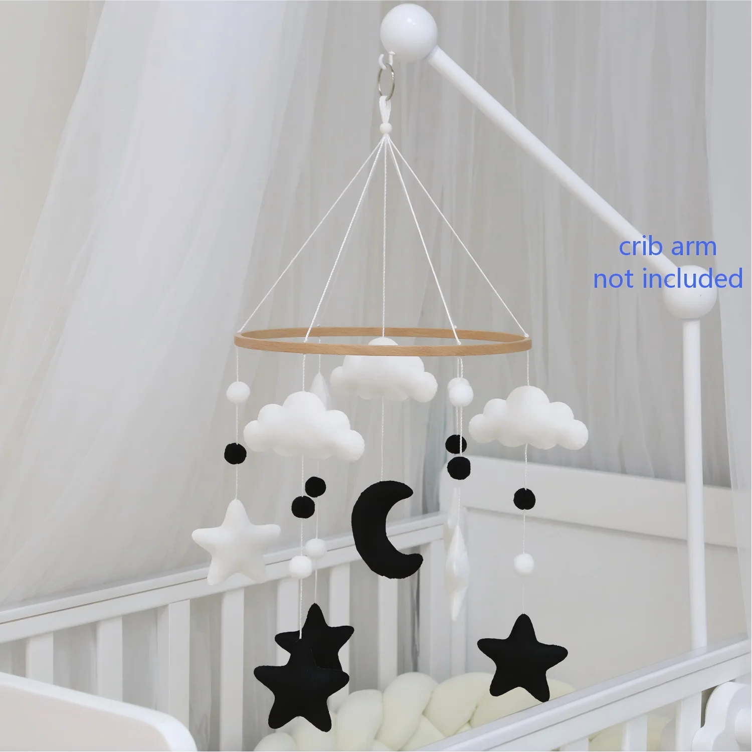 Black &amp; White Moon Baby Mobile | Monochrome Nursery Mobile