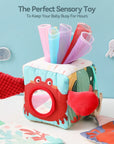 - Under the Sea Sensory Tissue Box Toy with Wooden Teether | Montessori Baby Activity Cube Baby Stork