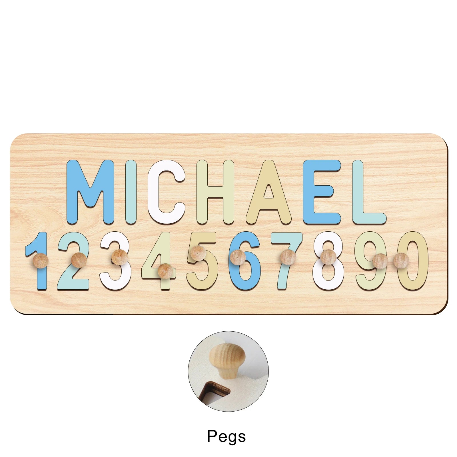 - Custom Wooden Name &amp; Number Puzzle – Personalised Educational Toy Baby Stork