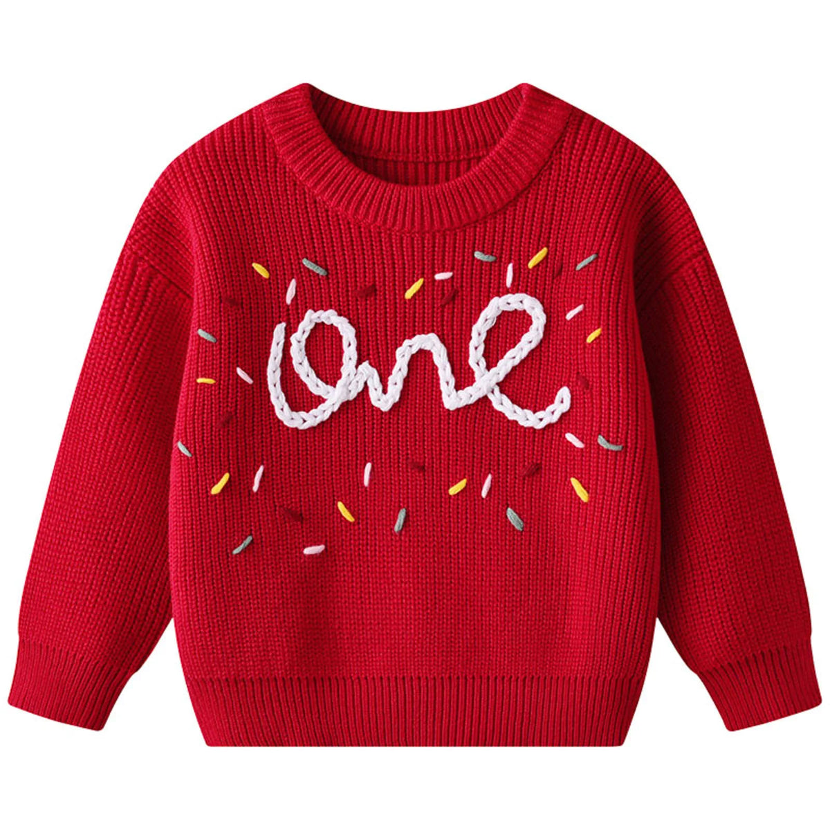 One Birthday Embroidered Knit Sweater | Six Colours