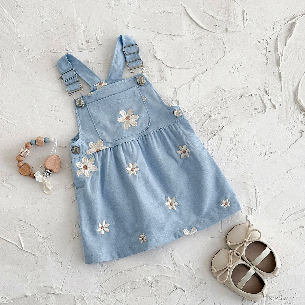 - Blue Daisy Overall Dress Baby Stork