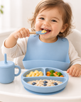 Silicone Feeding Set with Bib, Plate, Bowl & Snack Cup