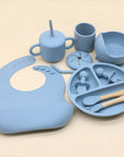 Silicone Feeding Set with Bib, Plate, Bowl & Snack Cup