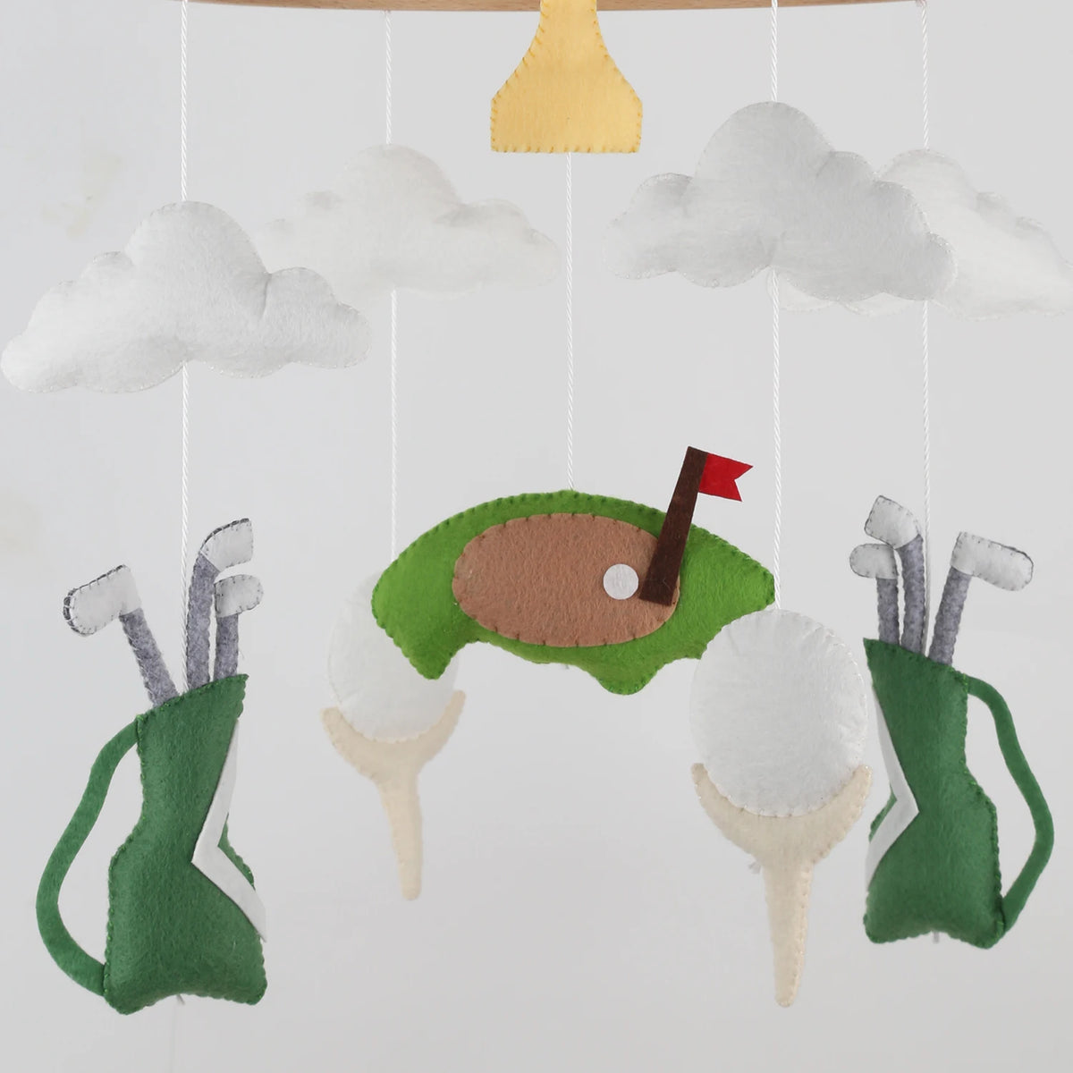 - Golf &amp; Clouds Felt Cot Mobile - Green &amp; White AE