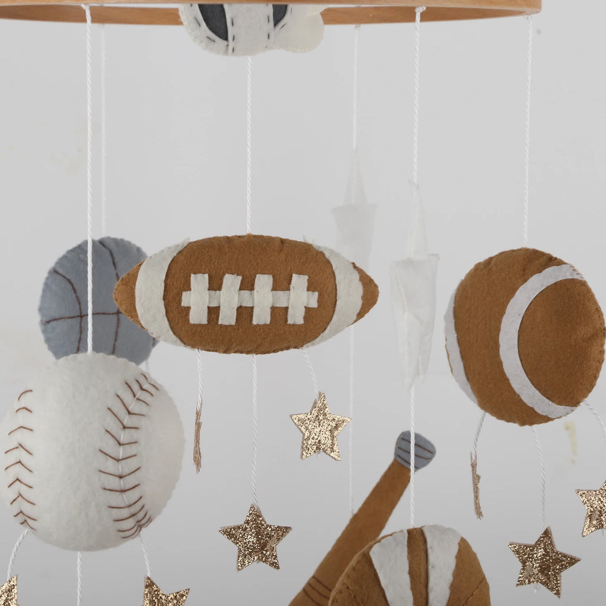 - Sports & Stars Felt Cot Mobile - Tan & Cream AE