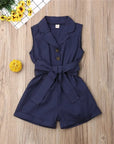 Button Detail Toddler & Kids Belted Playsuit