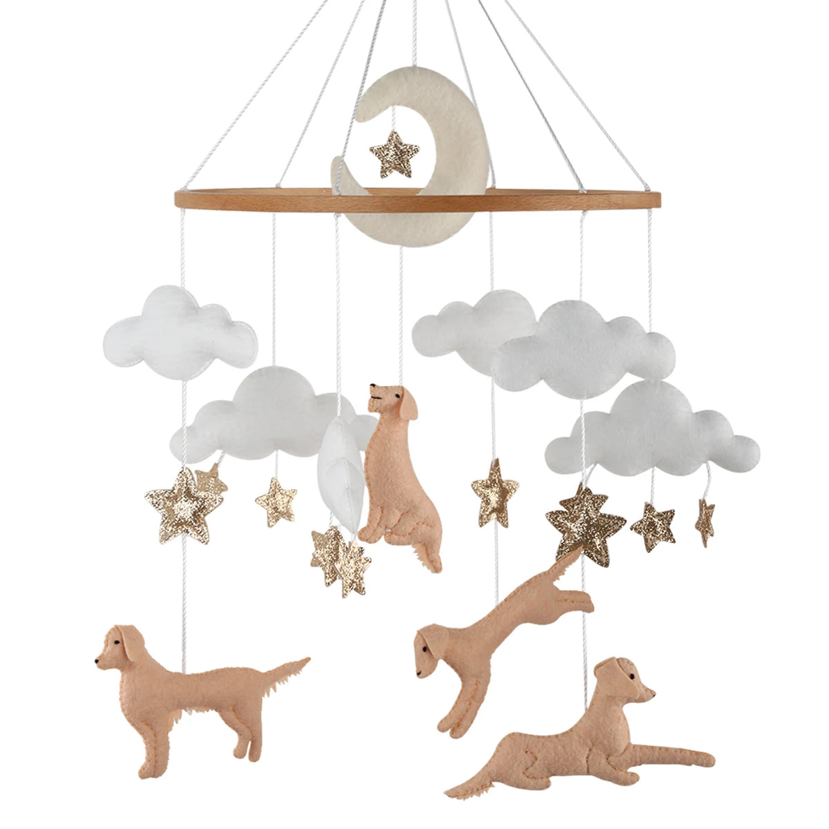 - Golden Retriever Felt Cot Mobile - Tan &amp; Cream AE