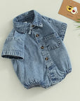 - Denim Button-Up Romper Baby Stork