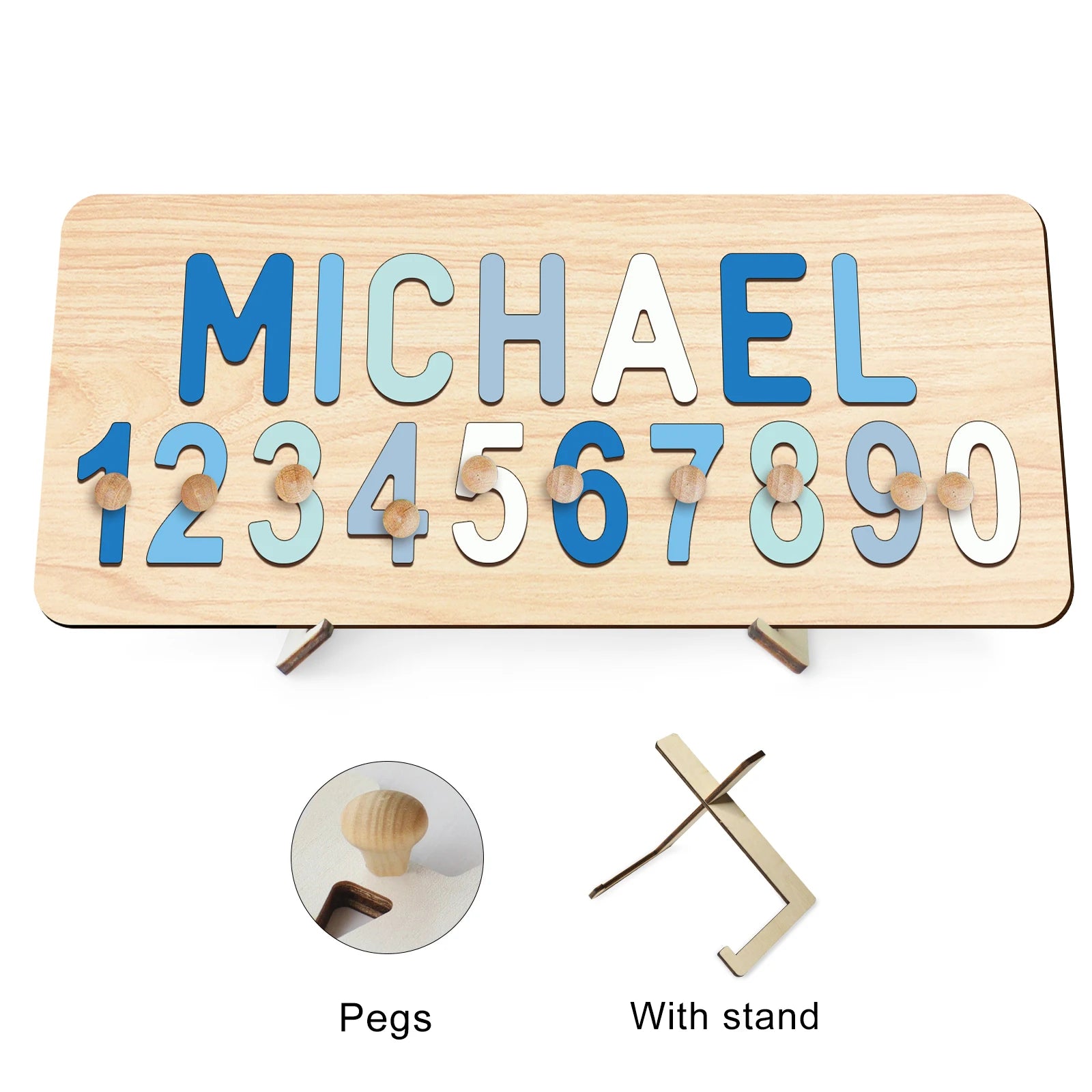 - Custom Wooden Name &amp; Number Puzzle – Personalised Educational Toy Baby Stork