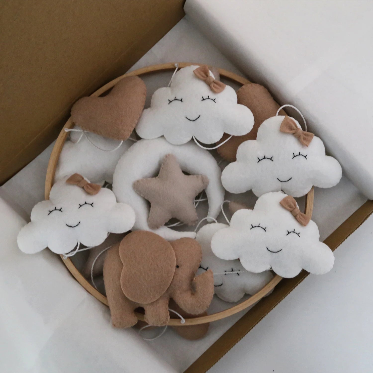 Elephant Baby Mobile | Neutral Nursery Mobile with Clouds, Moon &amp; Stars