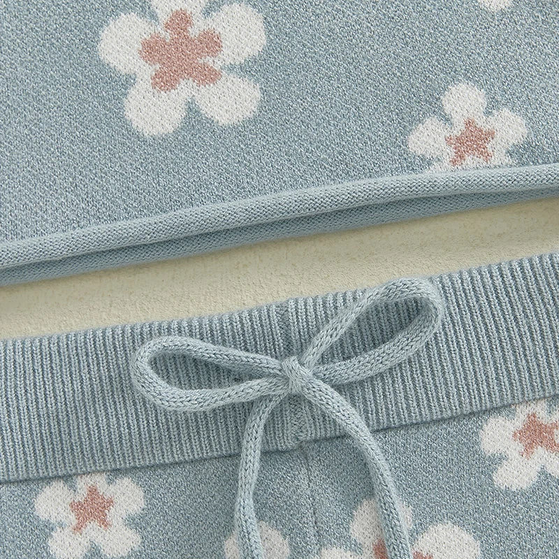 - Blue Blossom Knit Set Baby Stork