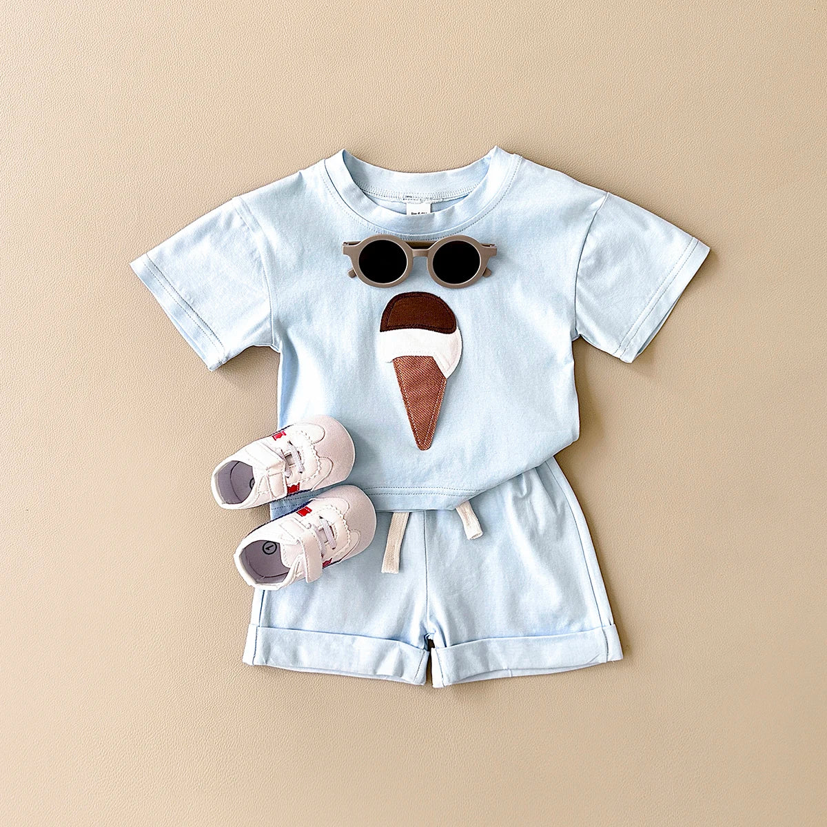 Blue - Ice Cream 2 Piece Set – Cotton Tee & Shorts Baby Stork