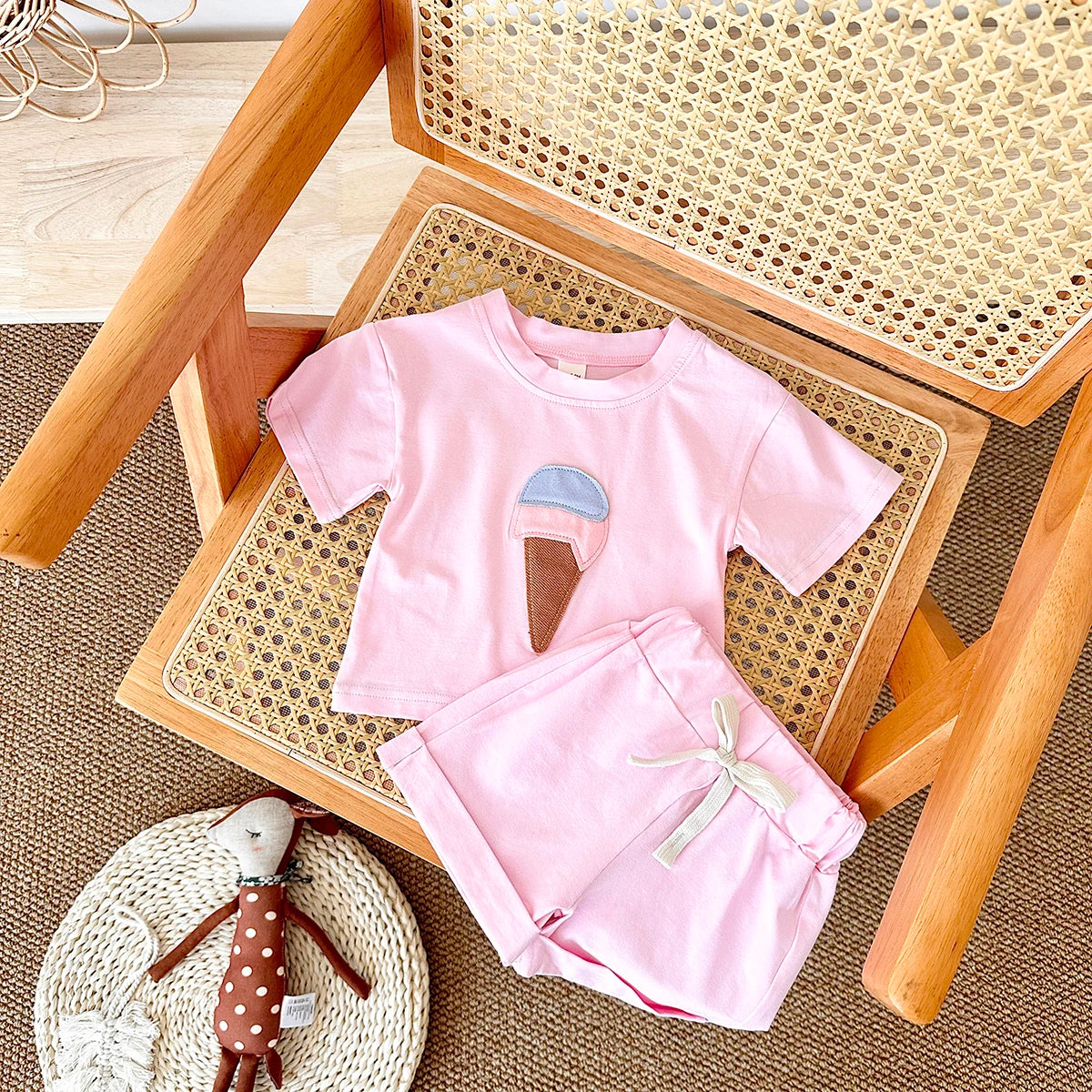 - Ice Cream 2 Piece Set – Cotton Tee &amp; Shorts Baby Stork