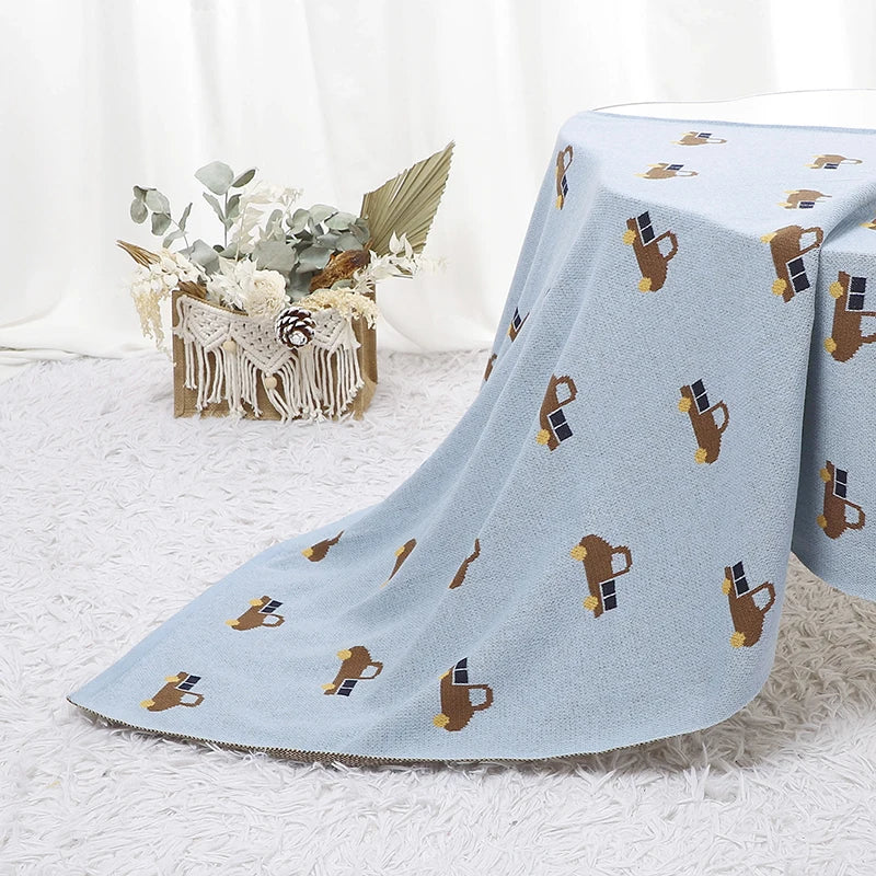 - Truck Pattern Baby Blanket – 90 × 70 cm | Soft Acrylic | 6 Colours Baby Stork