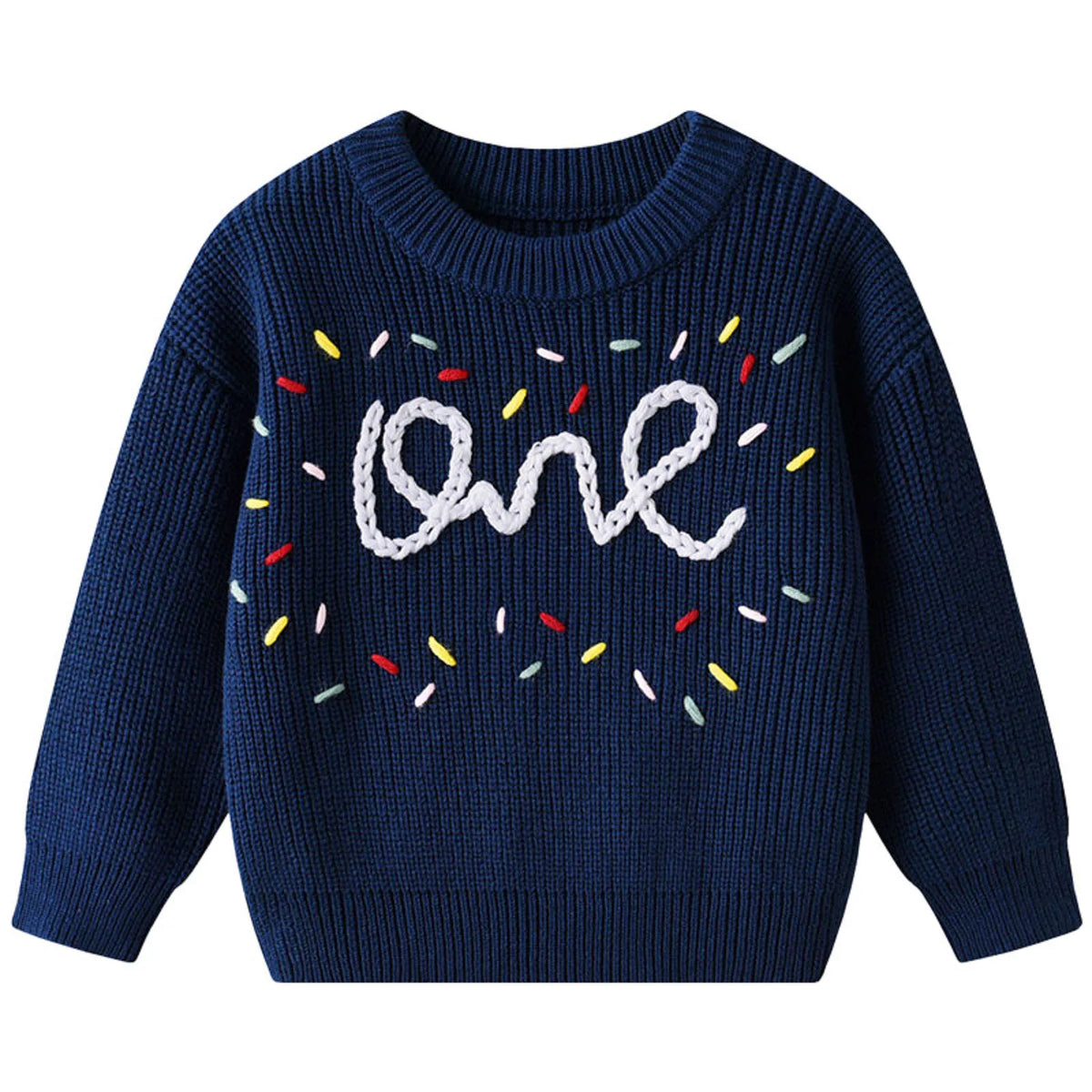 One Birthday Embroidered Knit Sweater | Six Colours