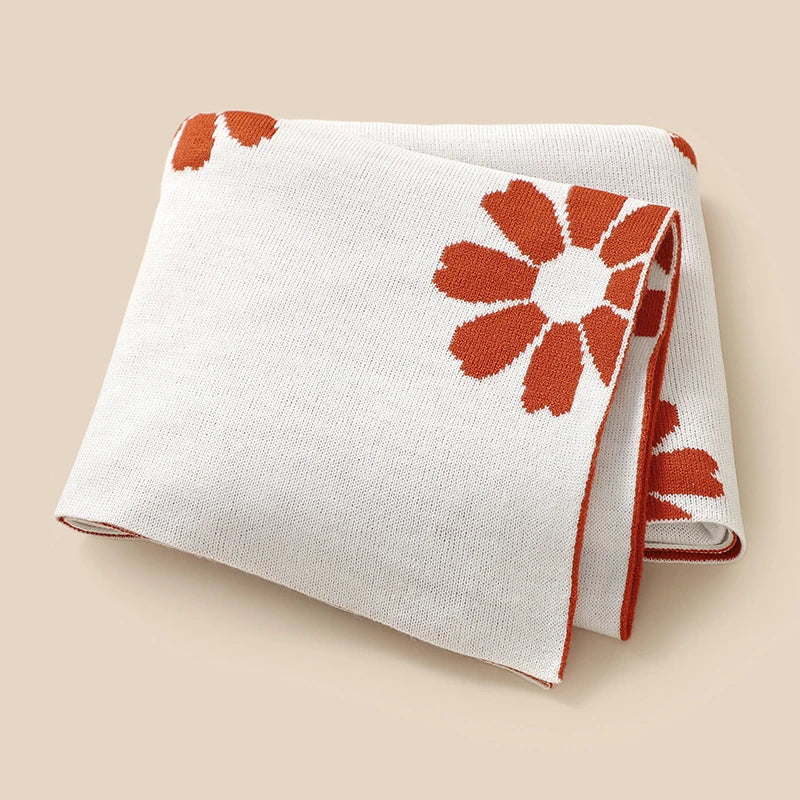 - Super Soft Baby Blanket – Daisy Floral (90×70 cm) | Acrylic Knit Baby Stork