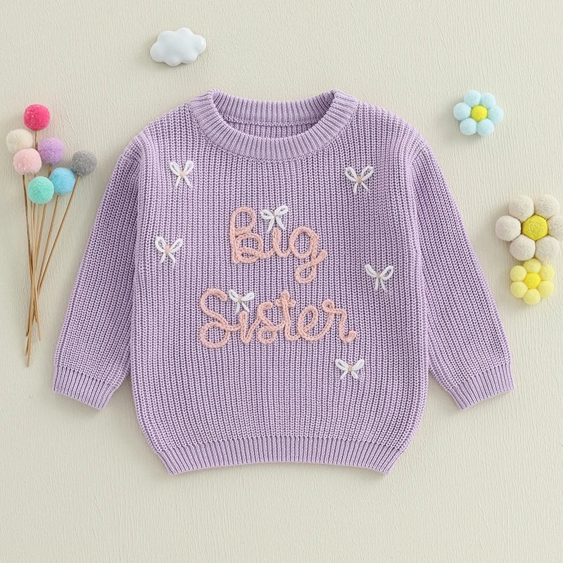 - Big Sister Embroidered Knit Sweater Baby Stork