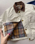 Kids Check Detail Collared Jacket