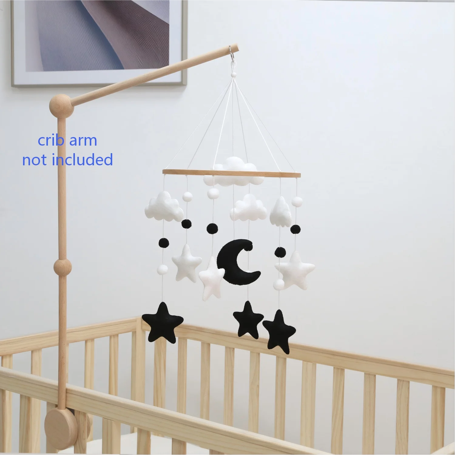 Black &amp; White Moon Baby Mobile | Monochrome Nursery Mobile