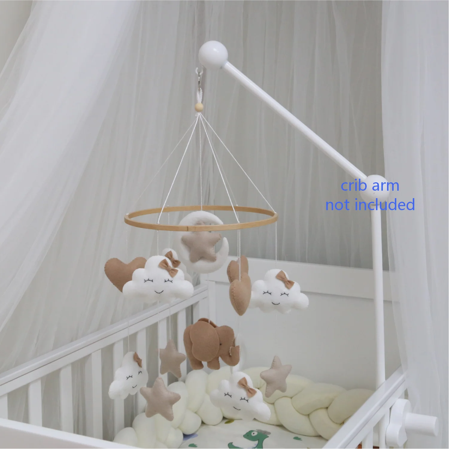 Elephant Baby Mobile | Neutral Nursery Mobile with Clouds, Moon &amp; Stars
