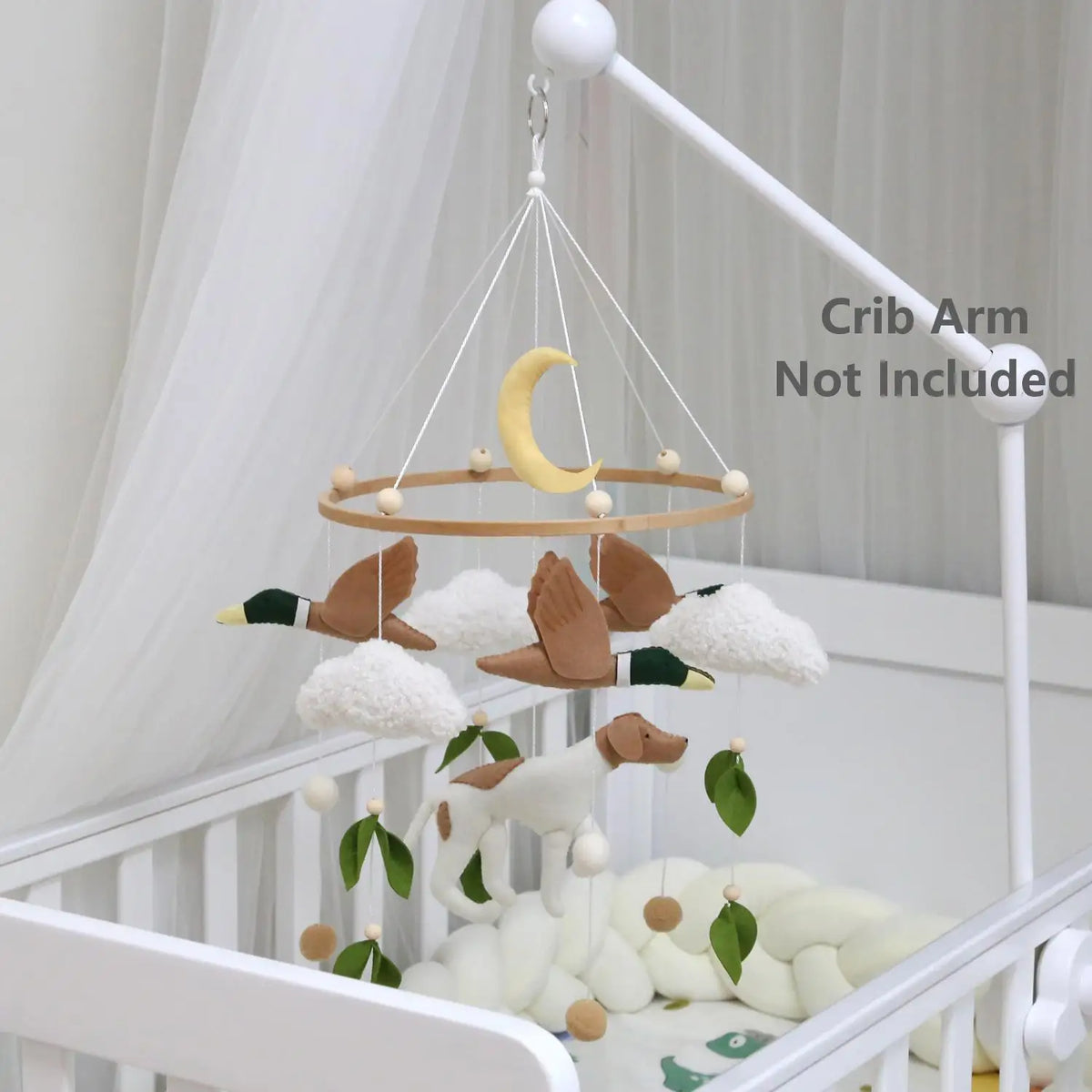 Dog &amp; Mallard Duck Felt Cot Mobile - Green &amp; Cream