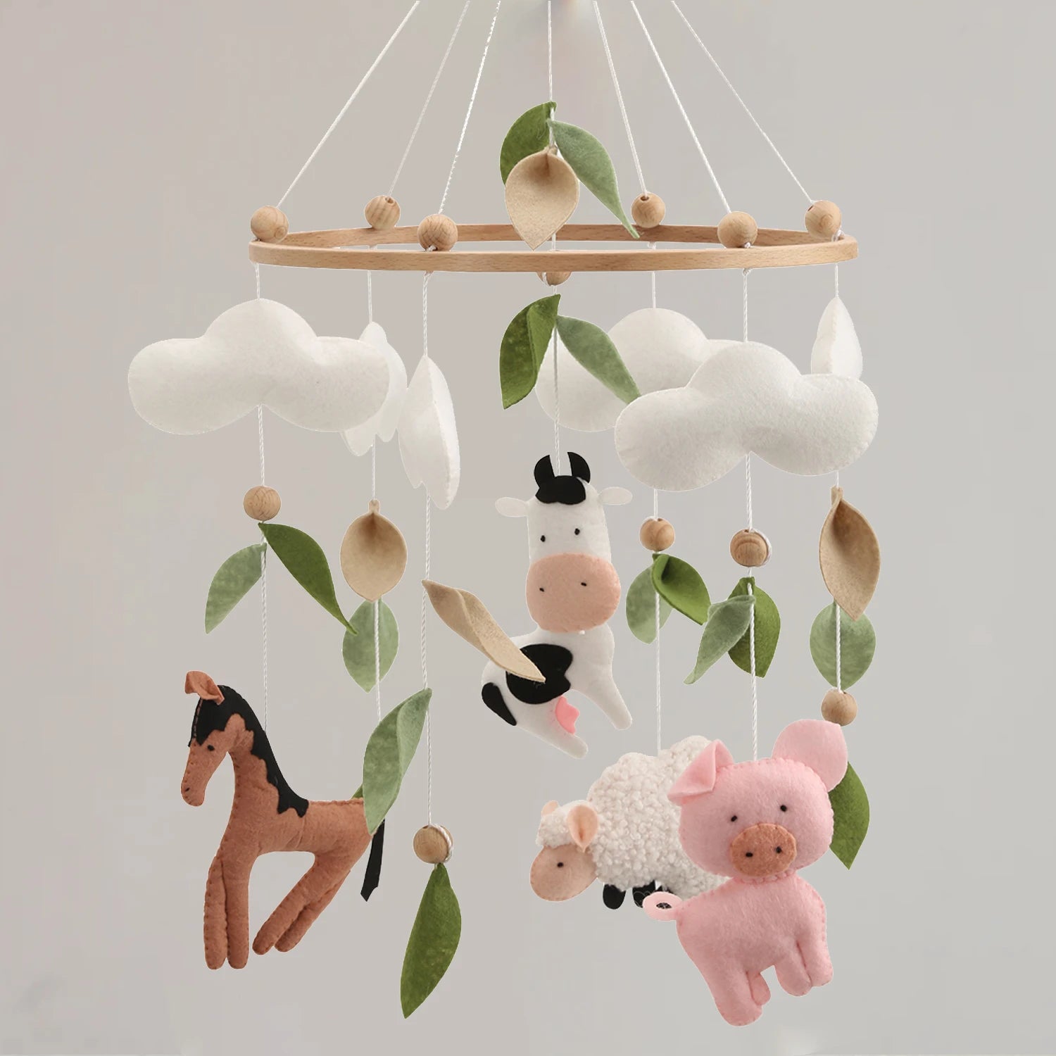- Farmyard Friends Animals Baby Mobile – Handmade Felt Cot Mobile Baby Stork