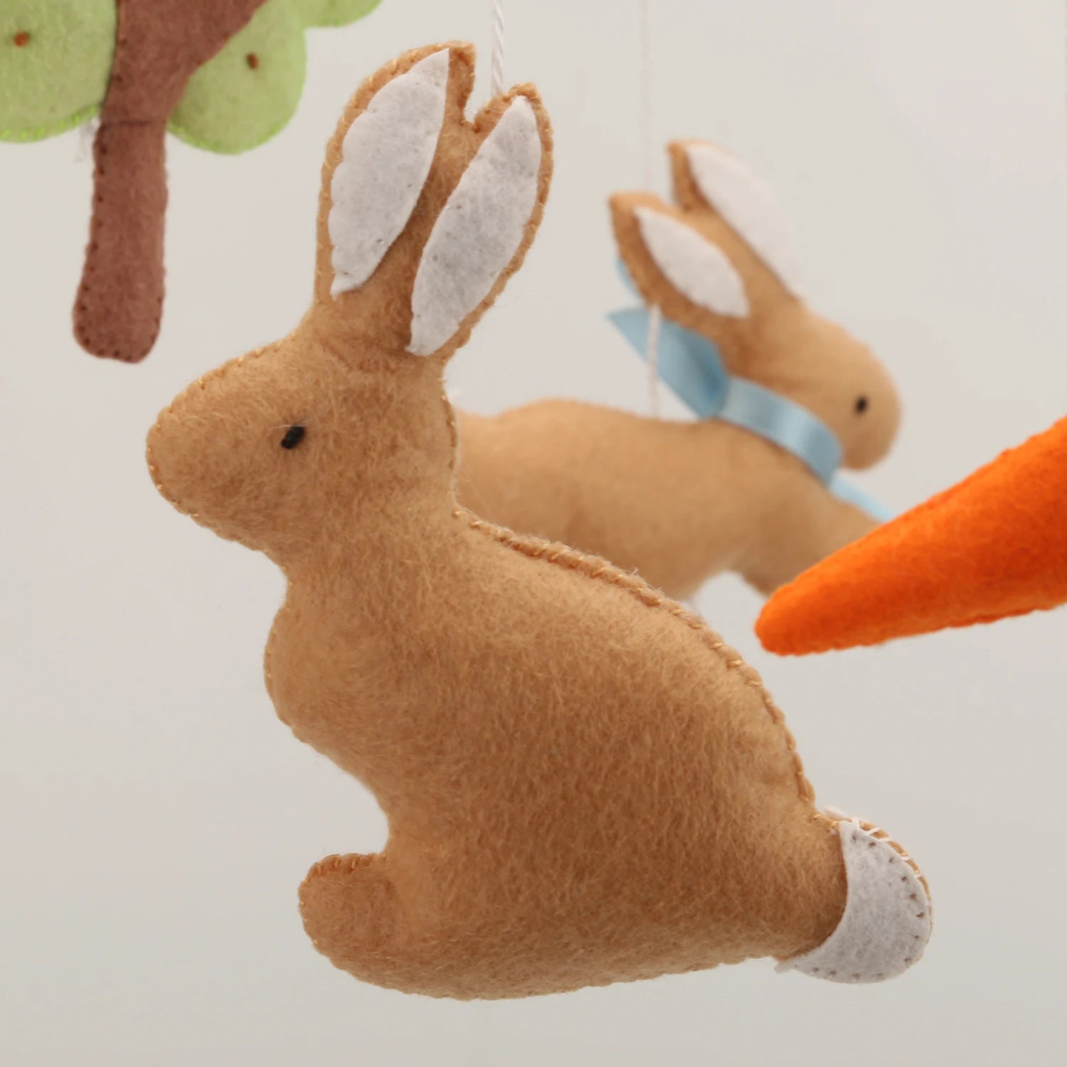 - Bunny & Farm Friends Felt Baby Mobile – Woodland Nursery Cot Mobile Baby Stork Baby Mobile