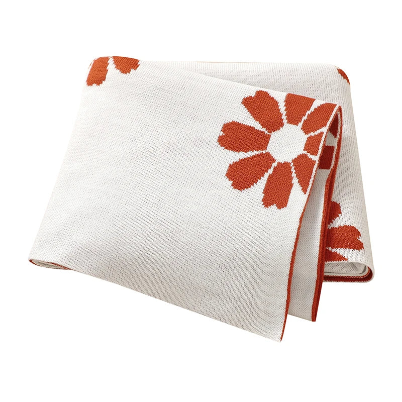 - Super Soft Baby Blanket – Daisy Floral (90×70 cm) | Acrylic Knit Baby Stork