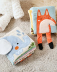 - Soft Sensory Baby Cloth Book with 3D Animals, Mirror & Textures – Montessori Early Learning Toy Baby Stork