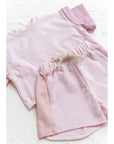 - Two-Tone Pink Cotton Shorts + Romper Set Baby Stork