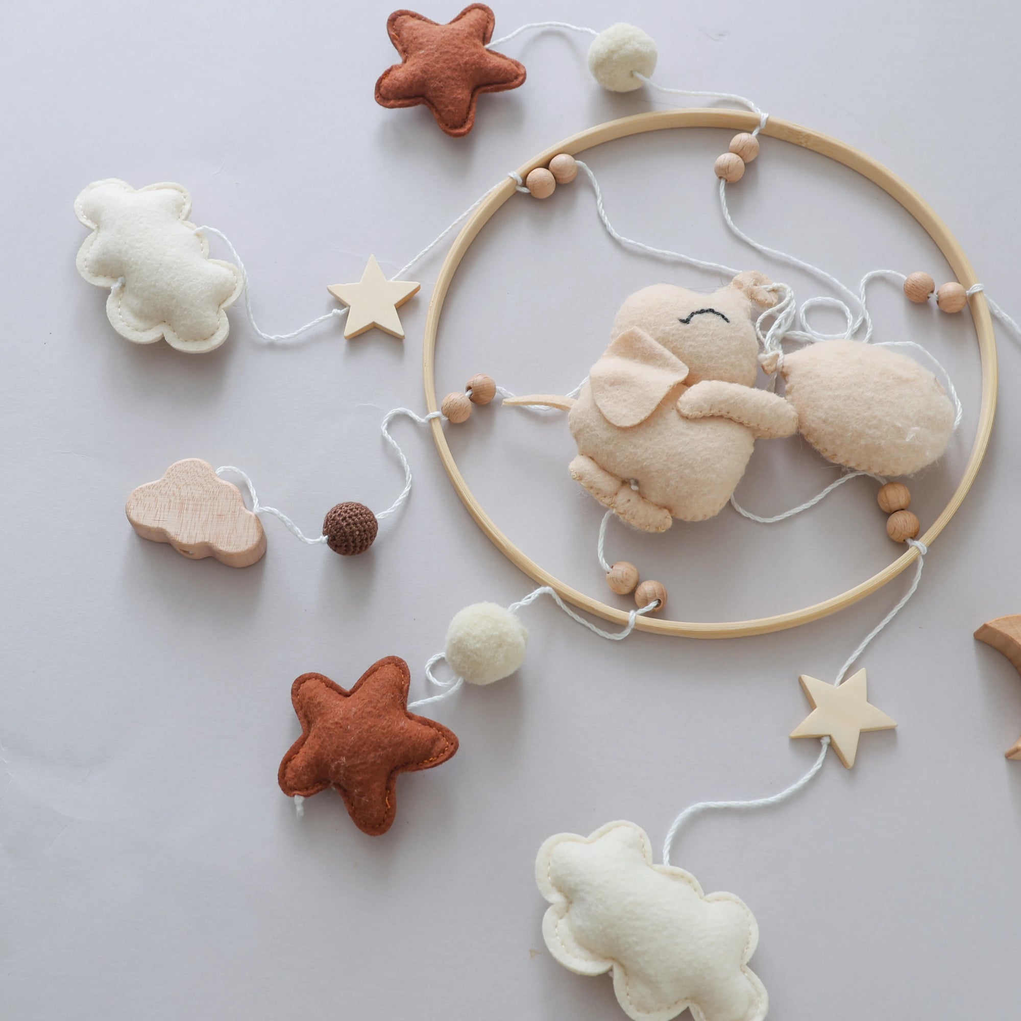 - Neutral Bear & Moon Baby Mobile – Natural Nursery Decor Baby Stork Baby Mobile