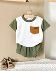 - Green Ribbed Pocket Set – 2 Piece Baby Outfit Baby Stork