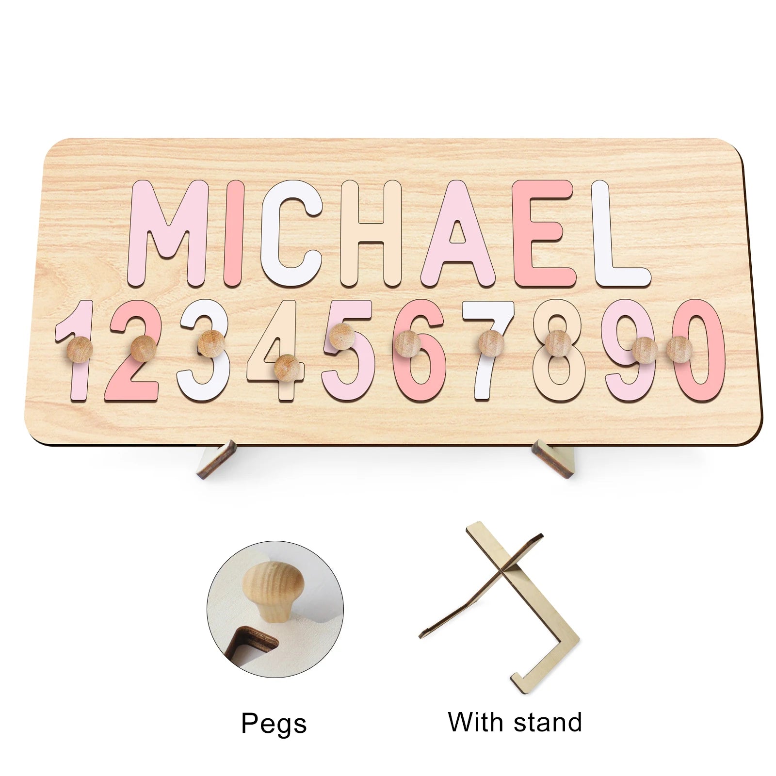 - Custom Wooden Name &amp; Number Puzzle – Personalised Educational Toy Baby Stork