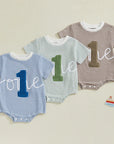 - “One” First Birthday Romper Baby Stork