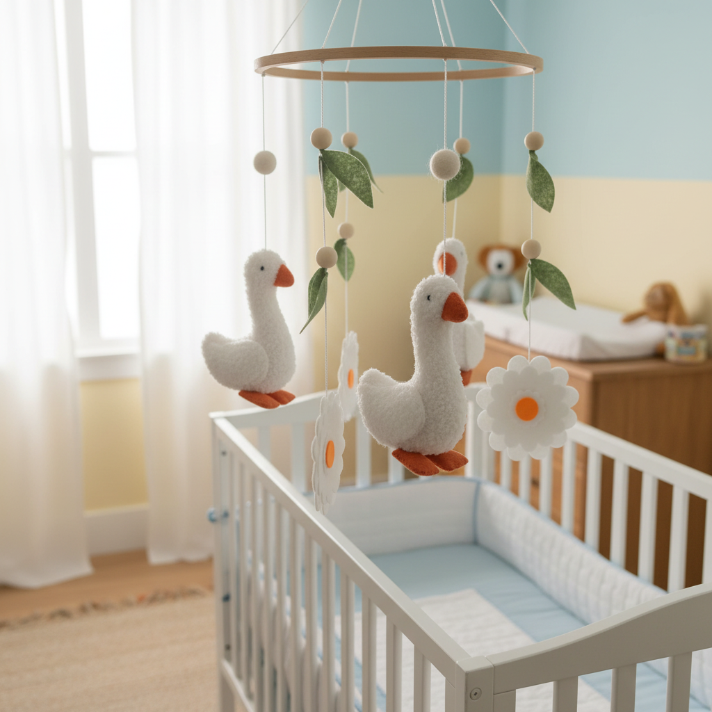 Goose Baby Mobile | Handmade Duck &amp; Daisy Nursery Mobile