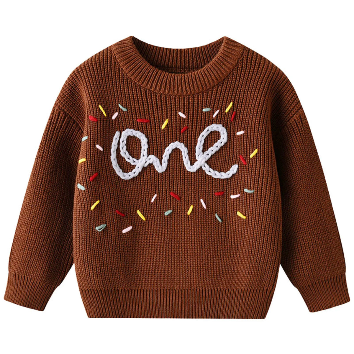 One Birthday Embroidered Knit Sweater | Six Colours