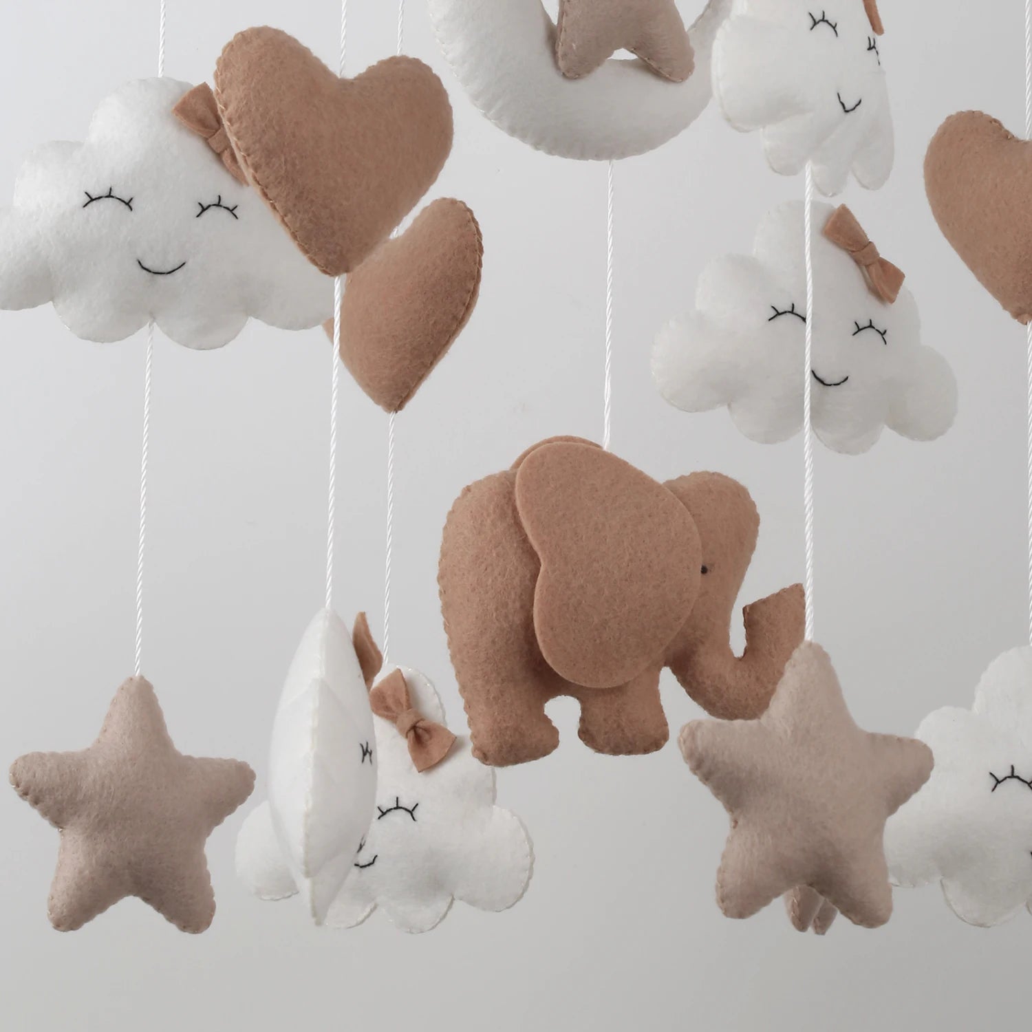 Elephant Baby Mobile | Neutral Nursery Mobile with Clouds, Moon &amp; Stars