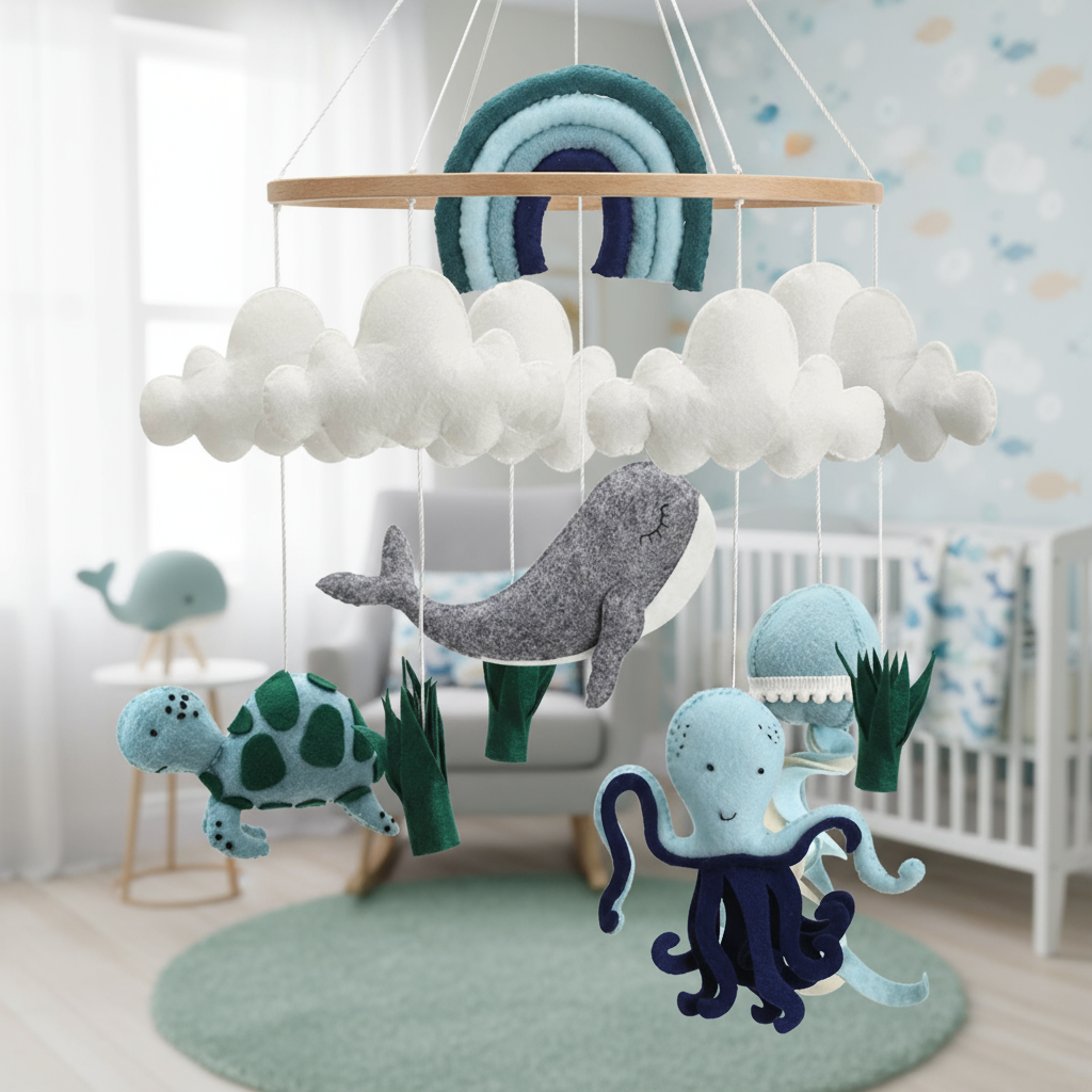 - Ocean Adventure Baby Mobile – Handmade Under the Sea Nursery Décor Baby Stork