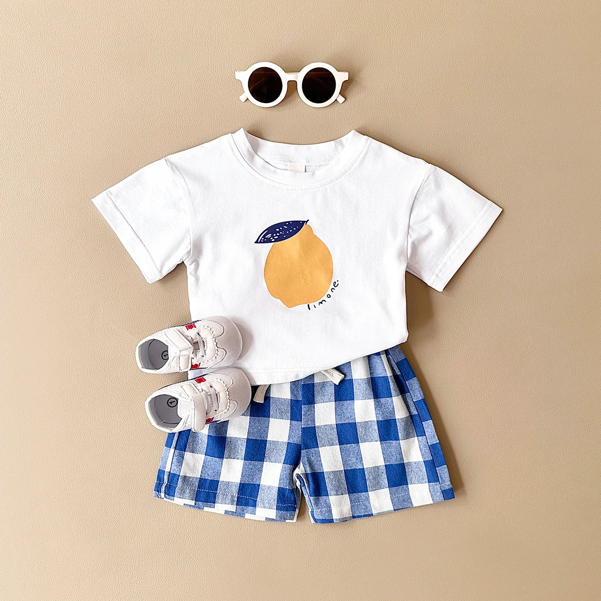 - Lemon Gingham Baby Set – 2 Piece Outfit | Blue Baby Stork