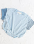 - Two-Tone Cool Blue Cotton Shorts + Romper Set Baby Stork