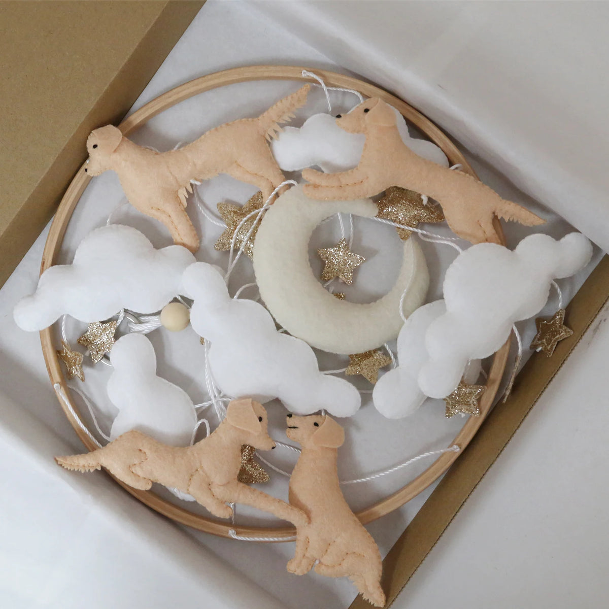 - Golden Retriever Felt Cot Mobile - Tan & Cream AE