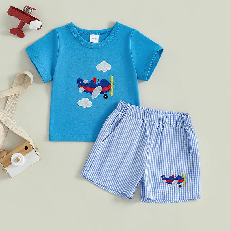- Airplane Adventure 2-Piece Baby Set – T-Shirt & Shorts Baby Stork