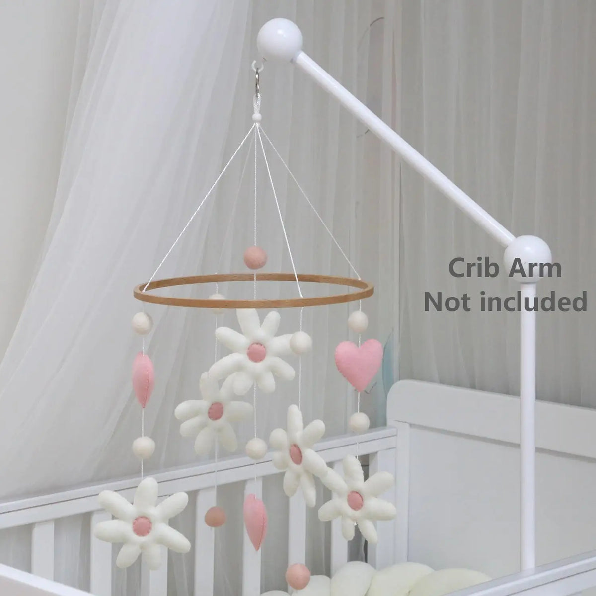 - Daisy & Hearts Felt Cot Mobile - Pink & Cream AE
