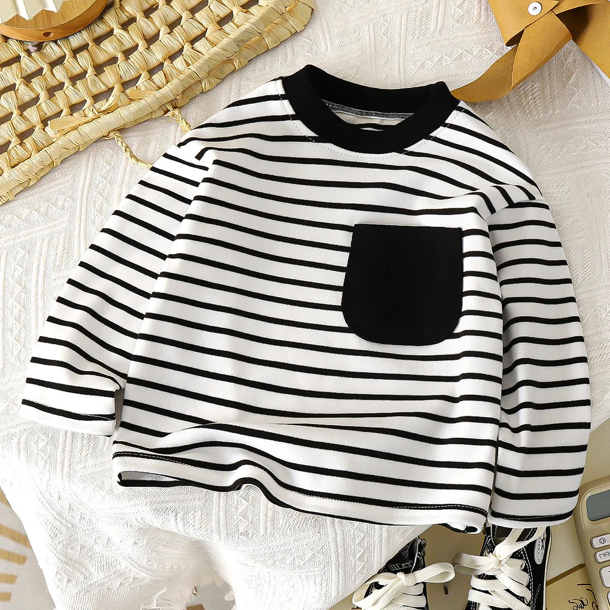 Black - Classic Stripe Long Sleeve Tee – 3 Colours Baby Stork