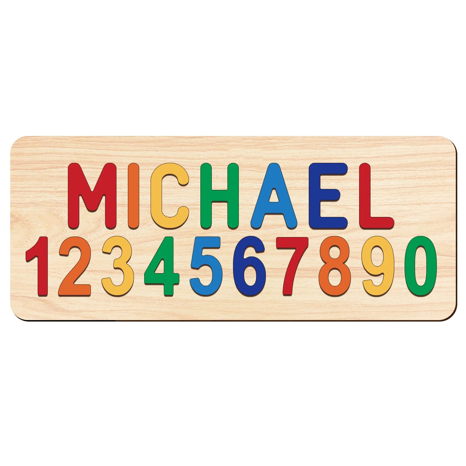 Classic Rainbow Puzzle Only - Custom Wooden Name &amp; Number Puzzle – Personalised Educational Toy Baby Stork